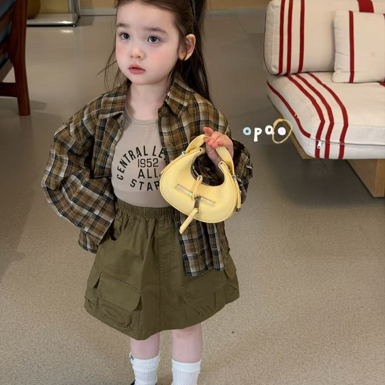 Opao·26春～美拉德色系格子衬衫字母吊带工装6021 2020 2011汉服