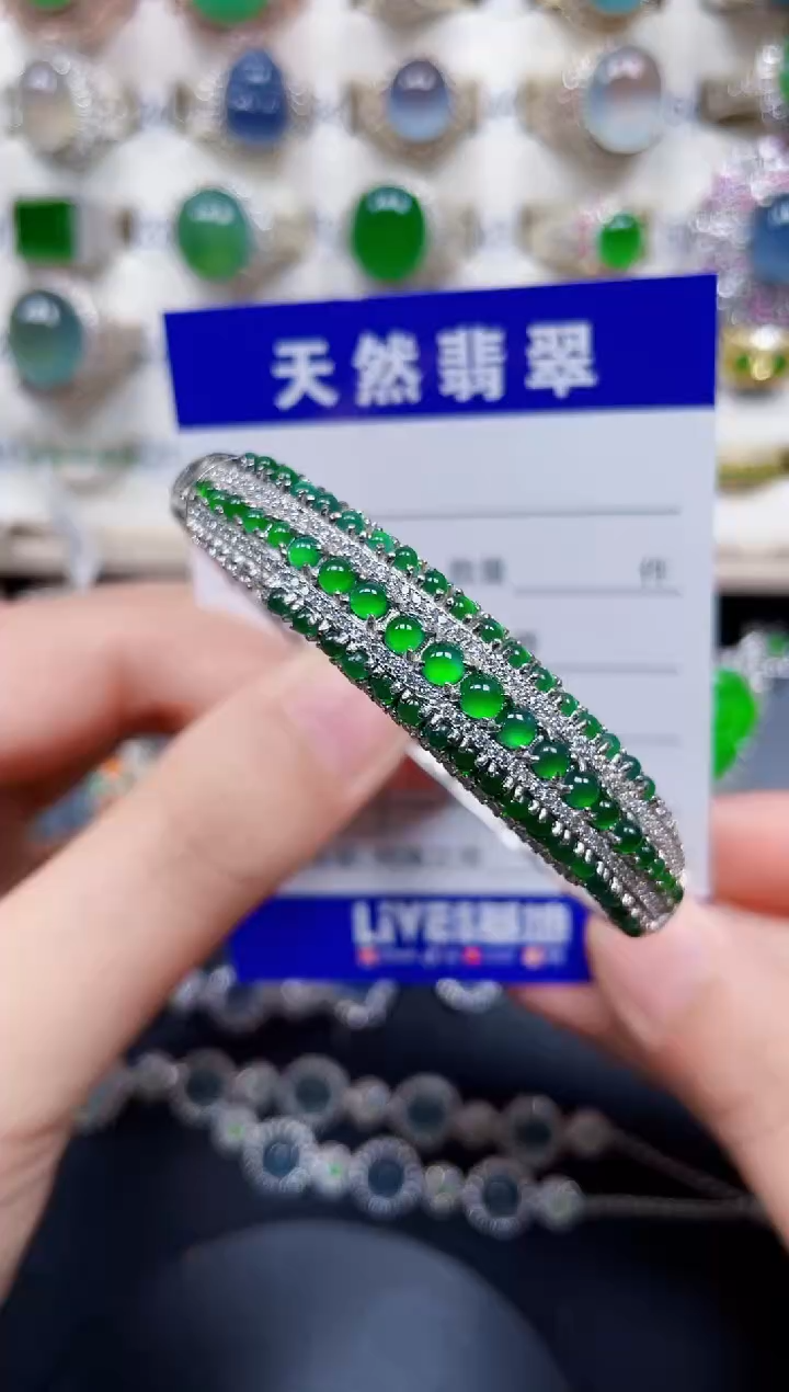 银S925镶嵌手镯翡翠307