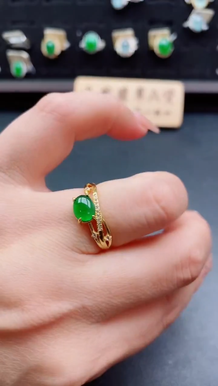 银S925镶嵌戒指翡翠1212