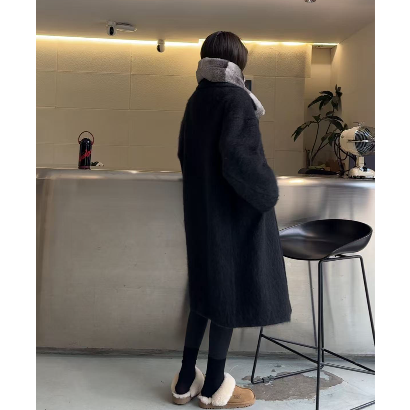 【欣名衣扬】西服款拉毛大衣~拉毛前两横扣百搭韩系西服款长大衣