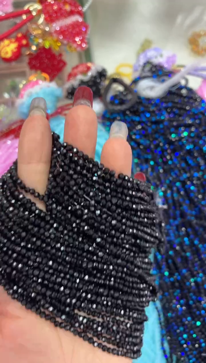 玻璃1112卡4水晶扁10条本色瓷黑色