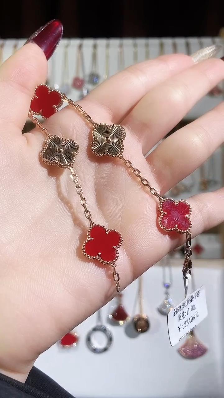 【闪购商品】玛瑙/玉髓手链18K金镶嵌玛瑙K玫