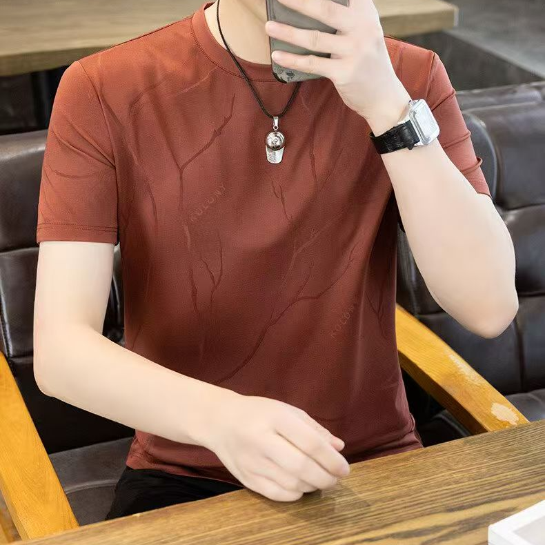 3号401-600短袖男装男士纯棉夏季百搭潮流修身纯色时尚运动休闲