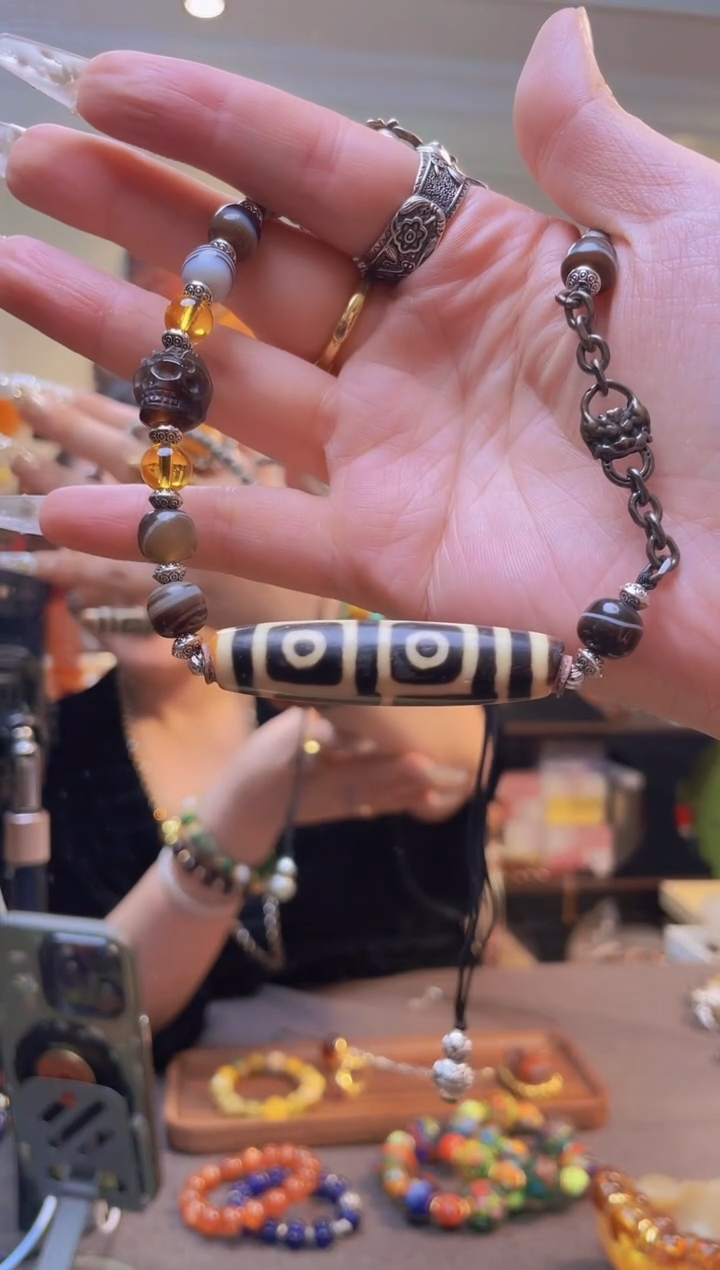 琉璃/树脂/塑料类料器四眼项链