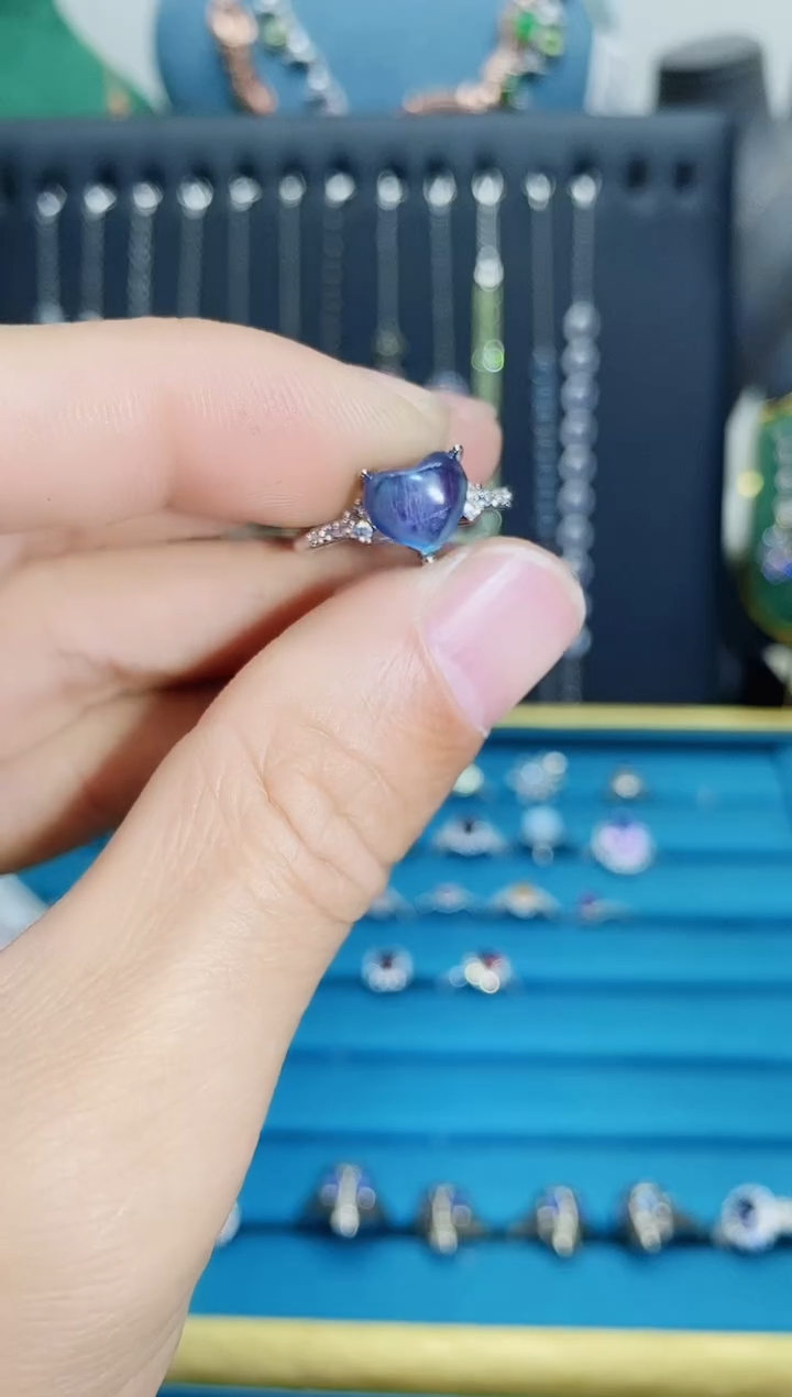 【闪购商品】海蓝宝石戒圈银S925镶嵌1121