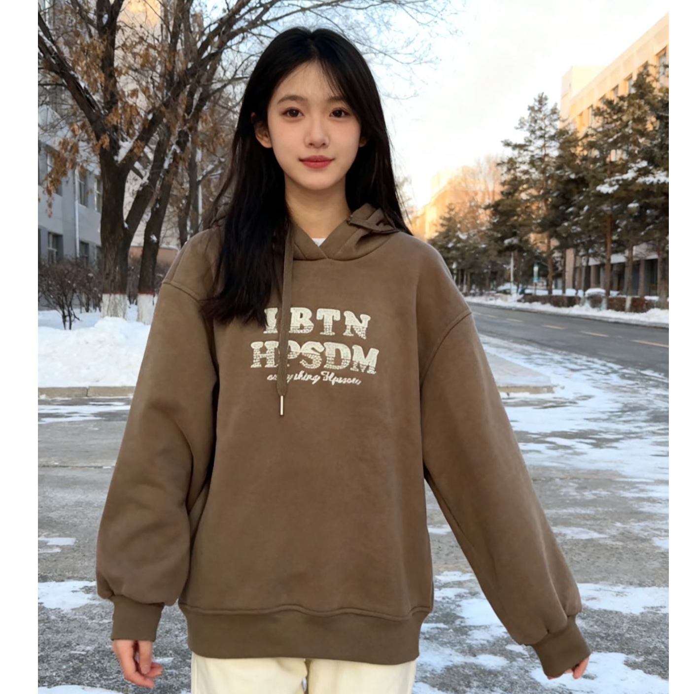 9628139高端专享秋冬款青少年加绒连帽卫衣咖色（靠谱）