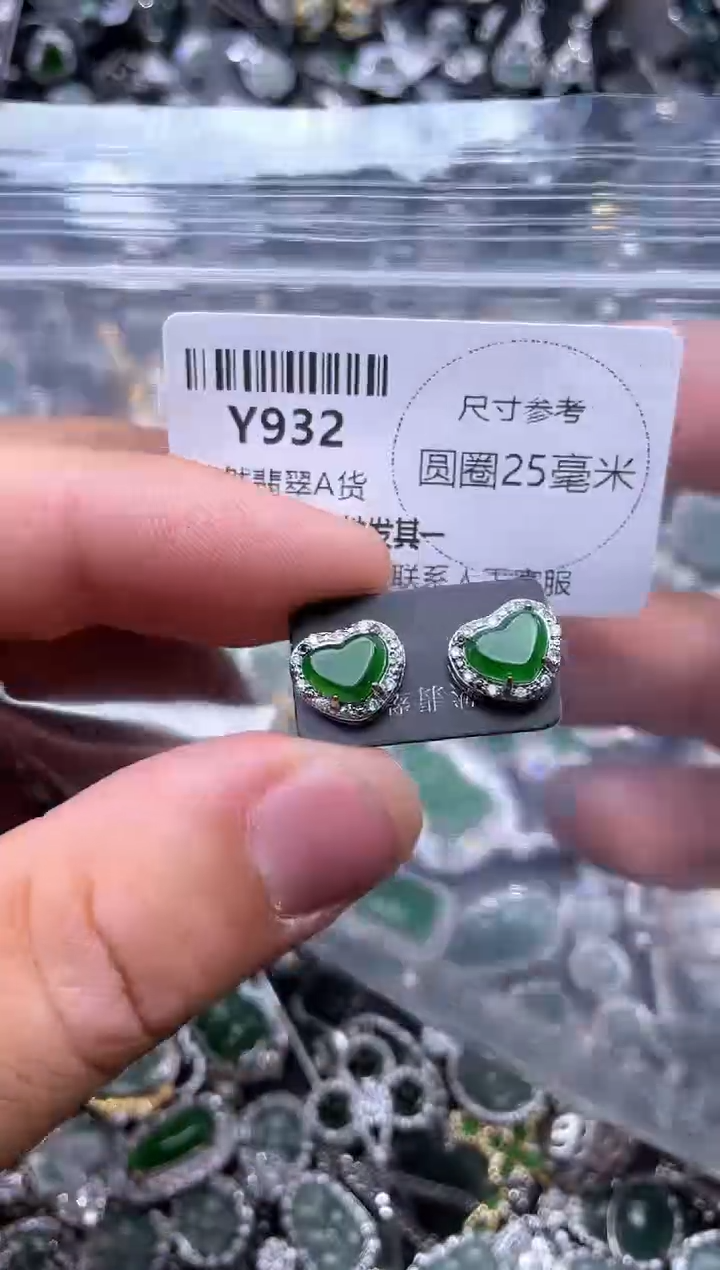 【闪购商品】翡翠颈饰未镶嵌Y932耳钉