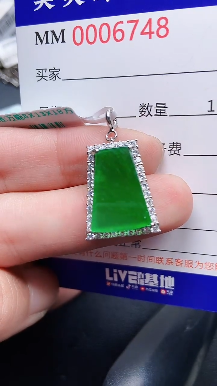 颈饰银S925镶嵌翡翠6748