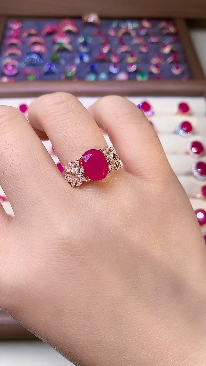 【闪购商品】红宝石戒指银S925镶嵌000