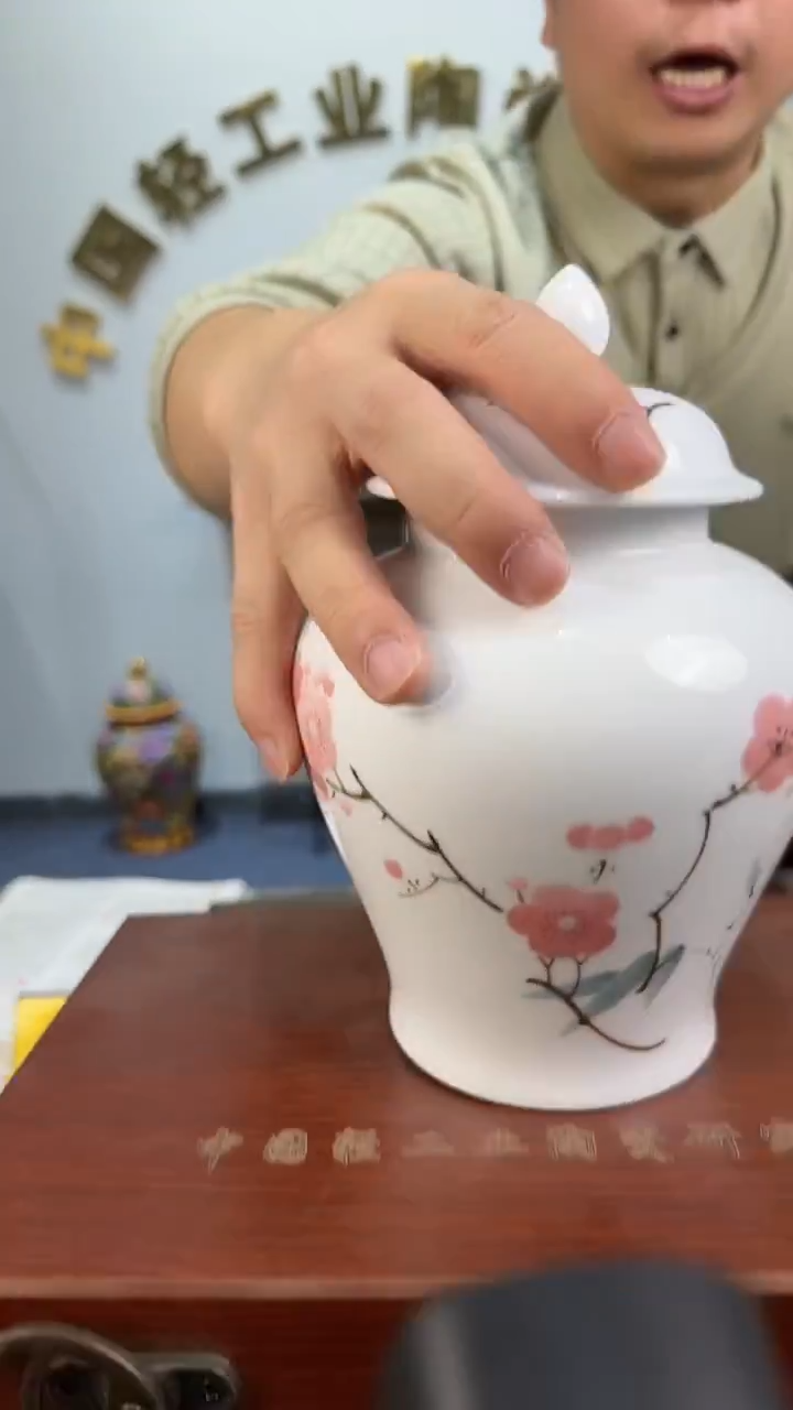 景德镇翠竹红梅将军罐