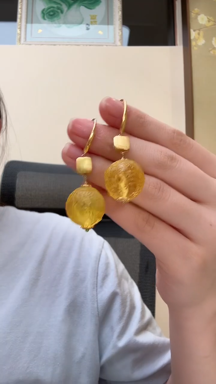 琥珀颈饰未镶嵌耳环