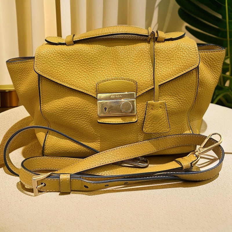 99新 Prada/普拉达 黄色手提单肩包 1147 2027