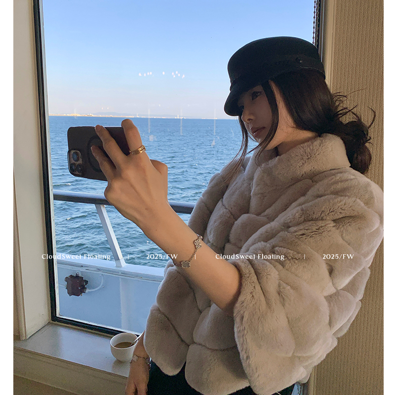 【CloudSweet11/18 21:00】兔茨比/奶香少女感獭兔毛 皮草斗篷外套