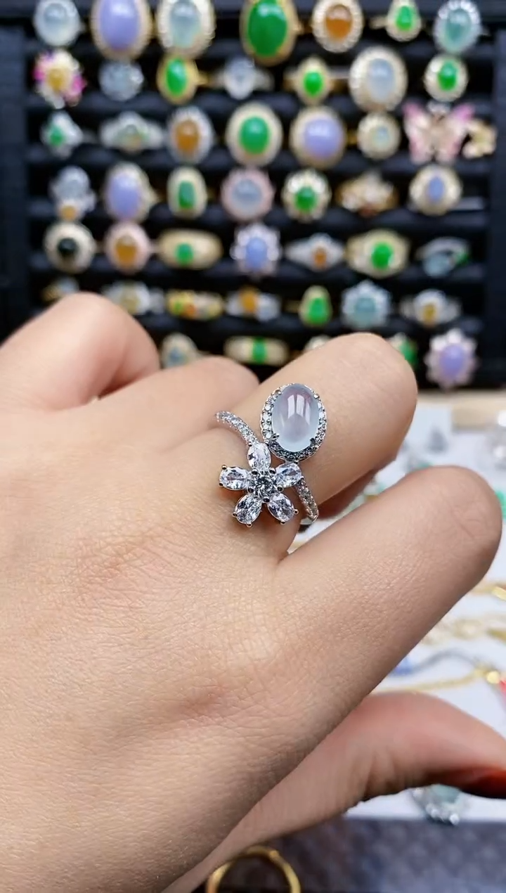 银S925镶嵌戒指翡翠339