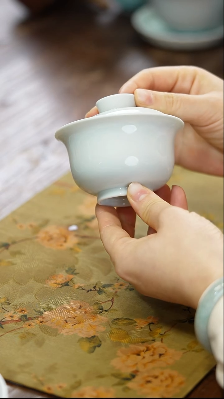 瓷景德镇陶瓷茶器两才白胎盖碗