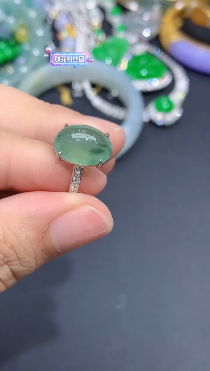 翡翠戒指18K金镶嵌299-春日珠宝