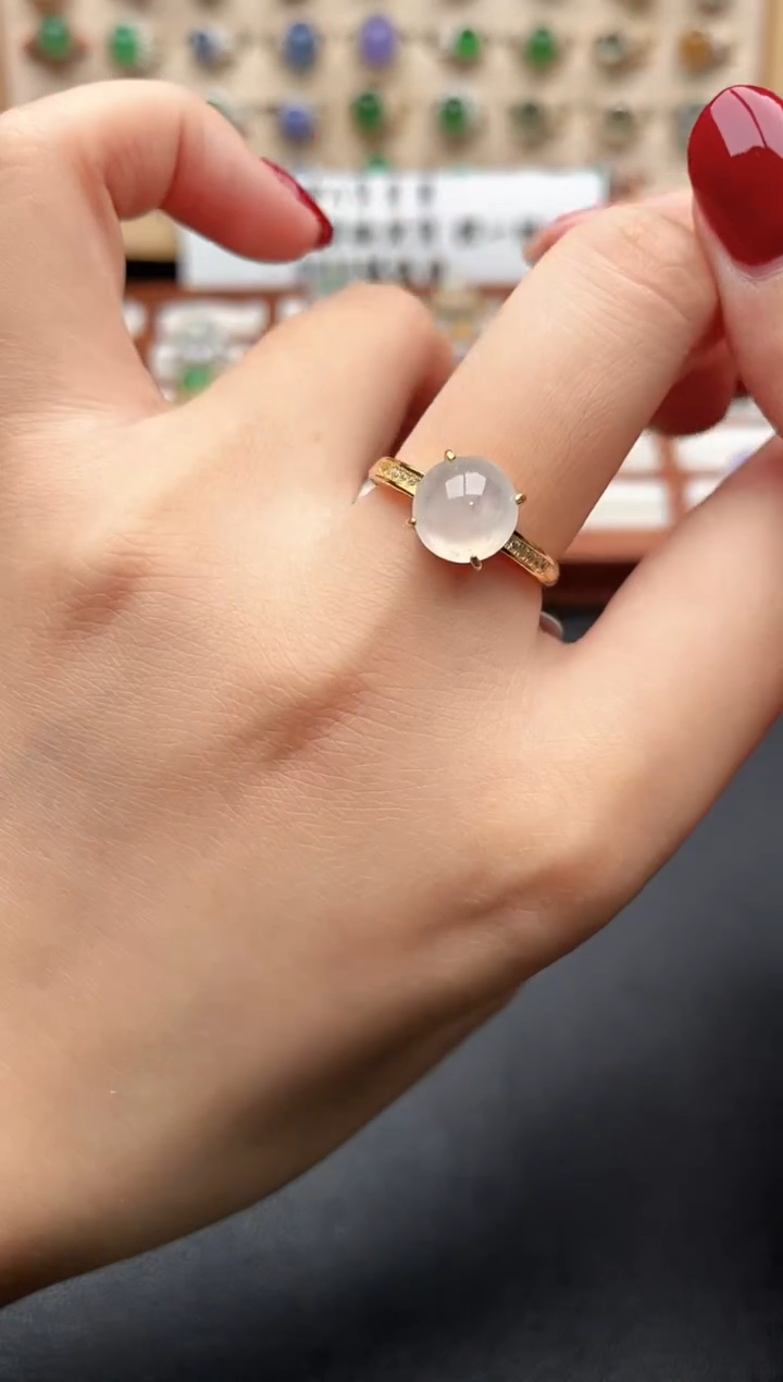 银S925镶嵌戒指翡翠一物一证一礼盒