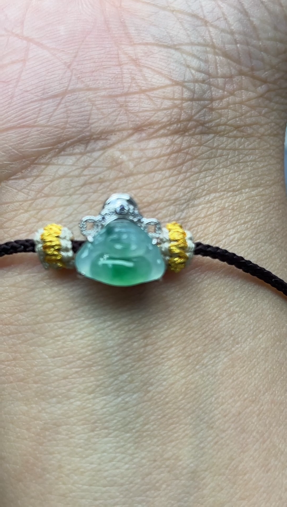 颈饰银S925镶嵌翡翠29号纯天然A货缅甸翡翠佛公潘拉拉手绳