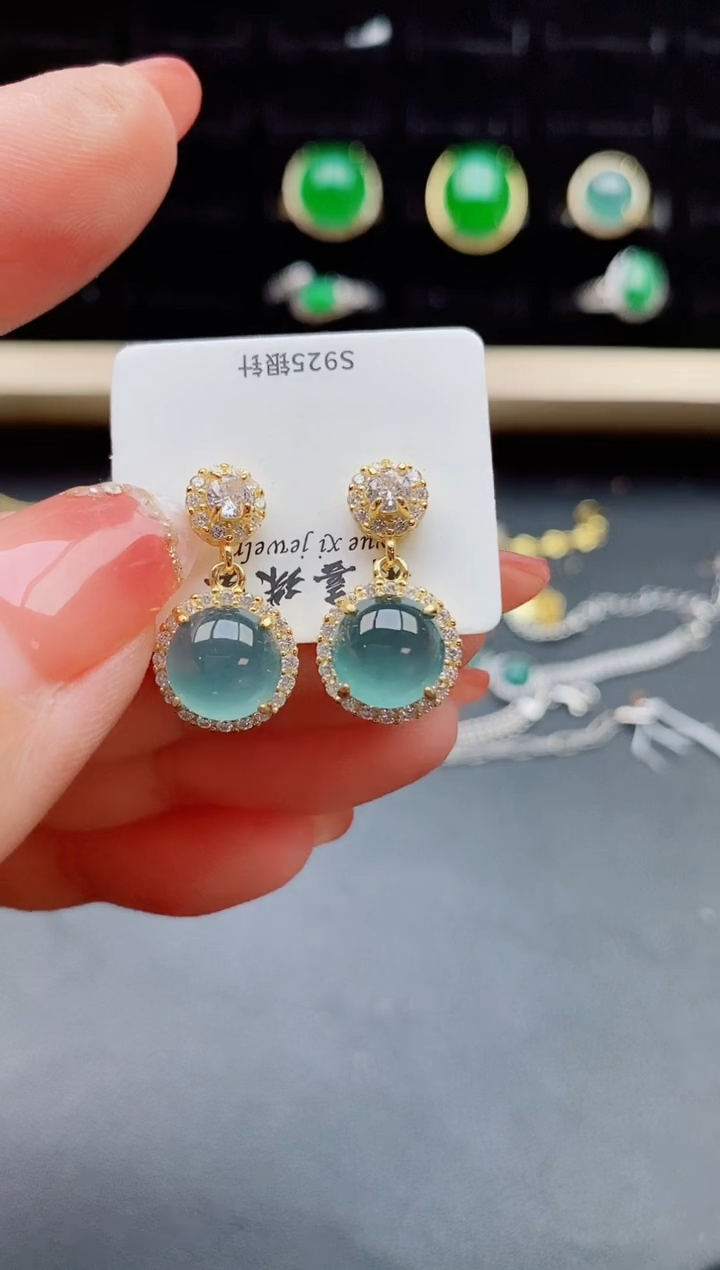 【闪购商品】翡翠耳饰银S925镶嵌508050