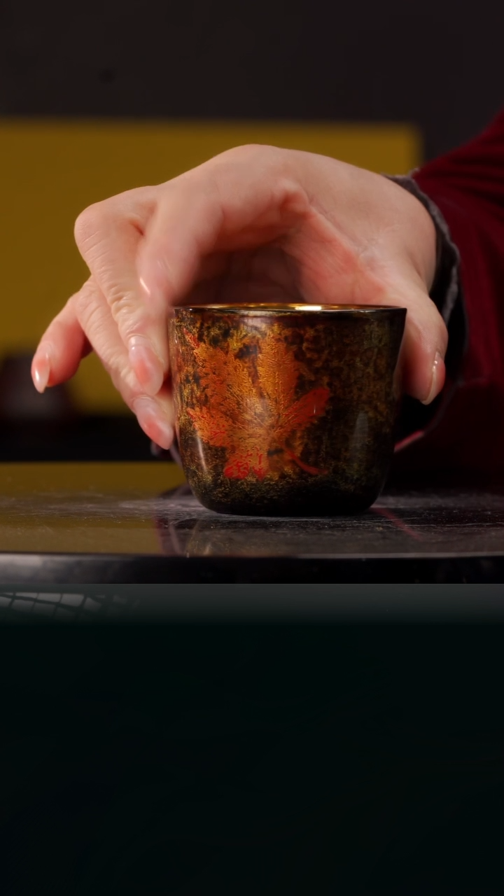 【闪购商品】大漆玻璃金杯枫叶@@D00060