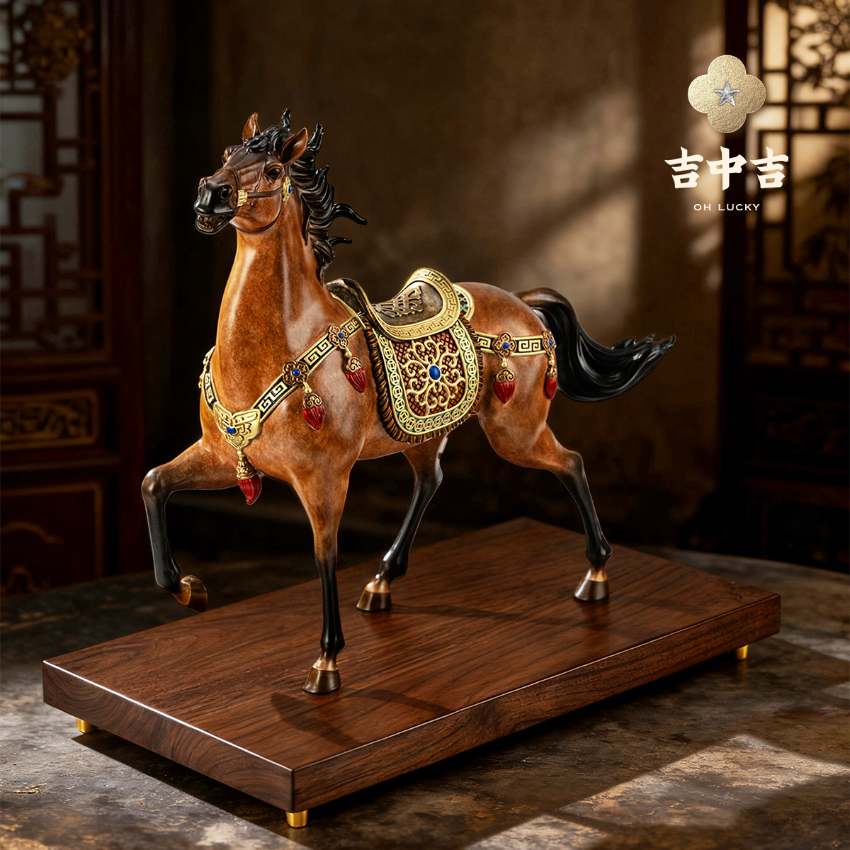 吉中吉·铜《马到成功・壮志凌云》2026马摆件客厅玄关装饰 手工定制