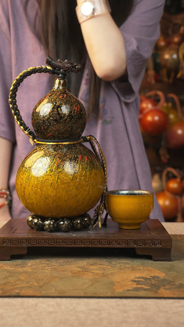 341大漆一物一拍记葫堂出品[带建盏杯】