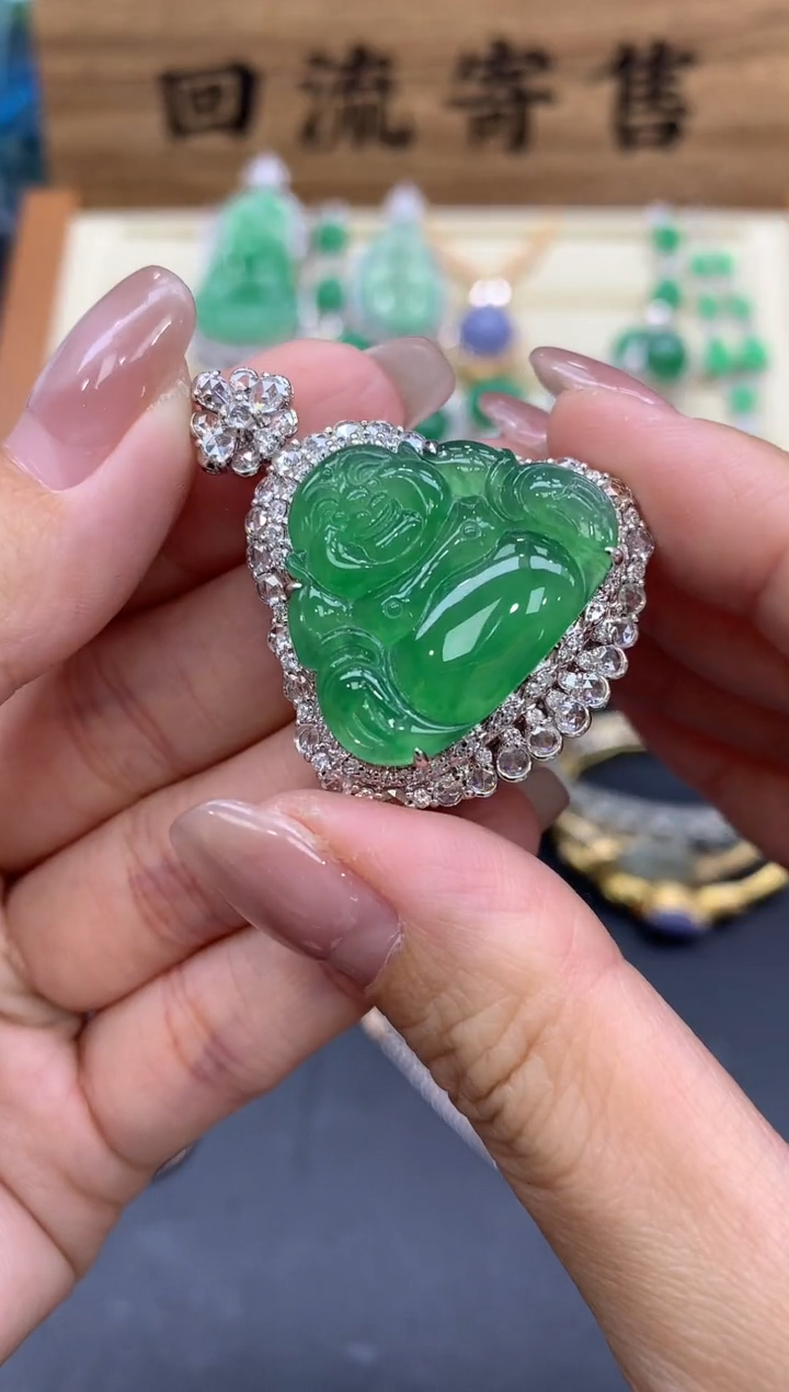 【闪购商品】翡翠颈饰18K金镶嵌489-分单-总价53900