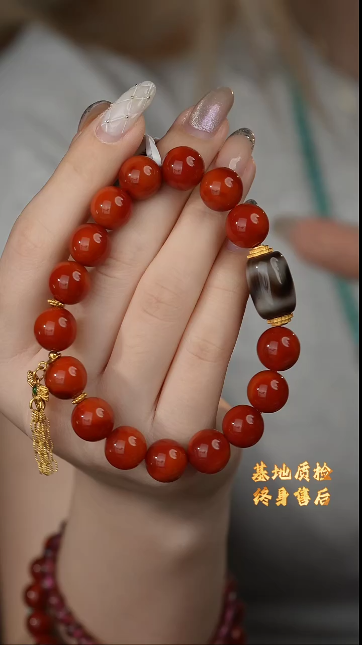 【闪购商品】南红玛瑙单圈18K金镶嵌E30（多样性发一件）10mm+