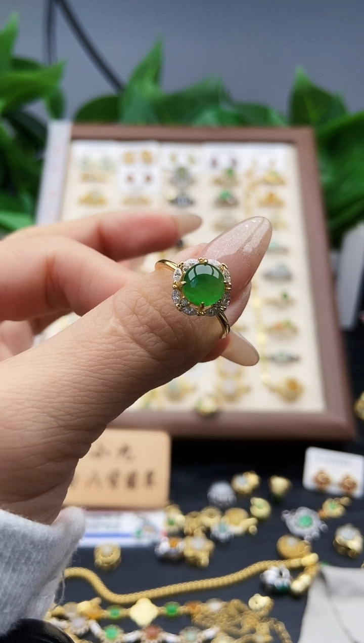 银S925镶嵌戒指翡翠12