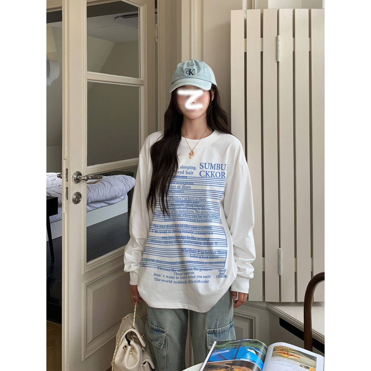 YWBY早秋爆款美式小个子慵懒风卫衣女百搭宽松设计感圆领上衣服 