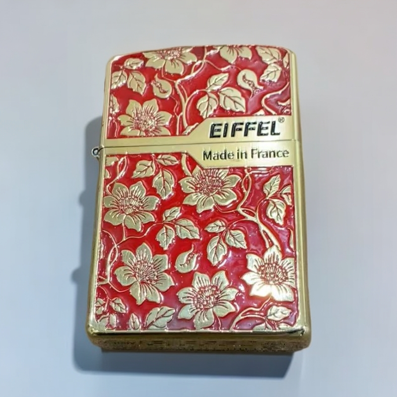 【E902-原铜红漆牡丹】个性创意牡丹图案打火机适合节日送人