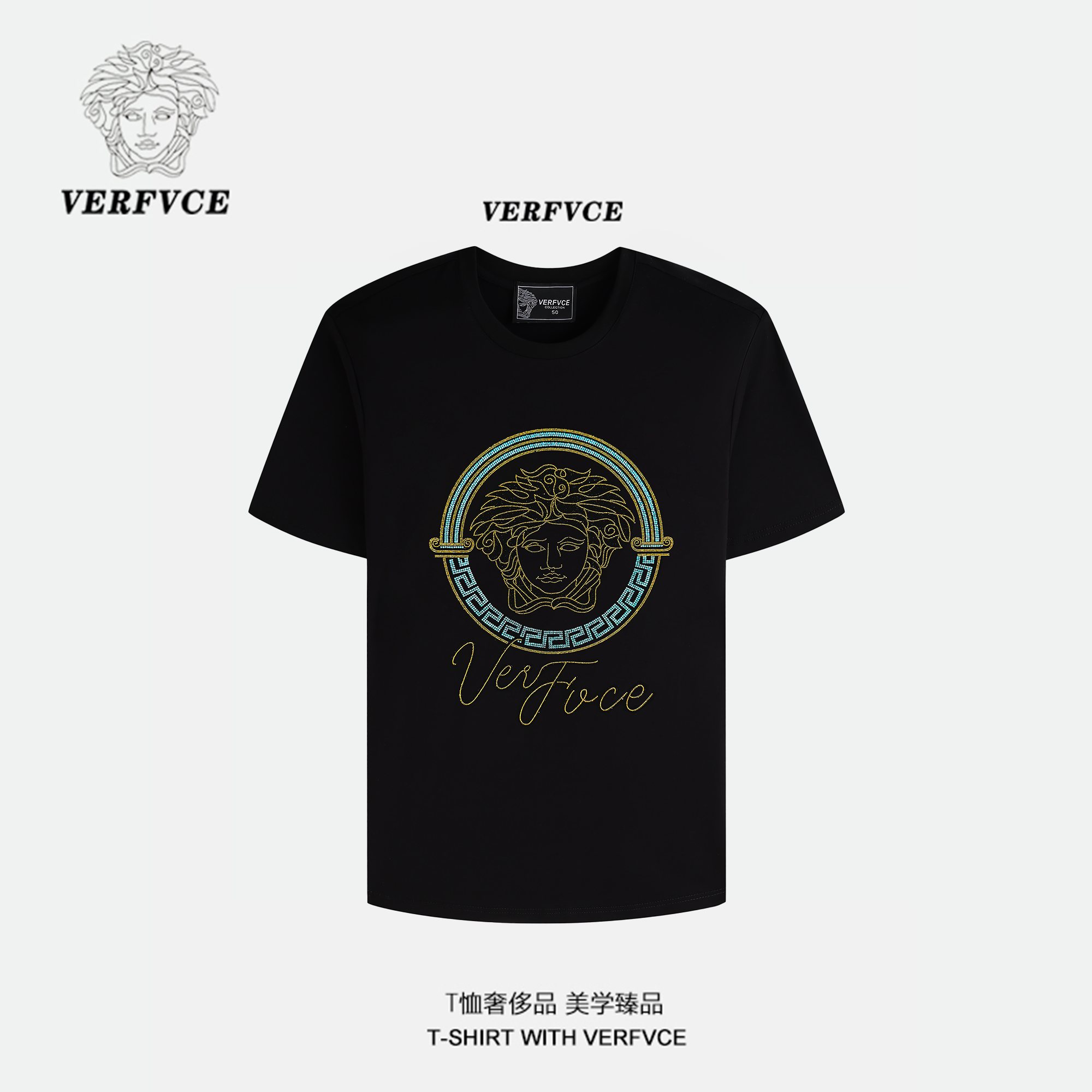 VERFVCE/Dagobah夏季设计师男装短袖穿搭衣服高级感男士黑色t恤