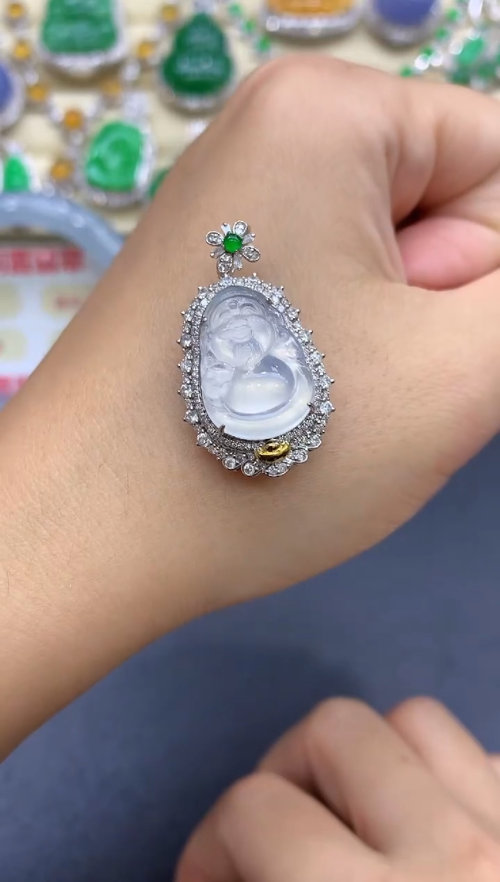 颈饰18K金镶嵌翡翠938-中国好珍宝