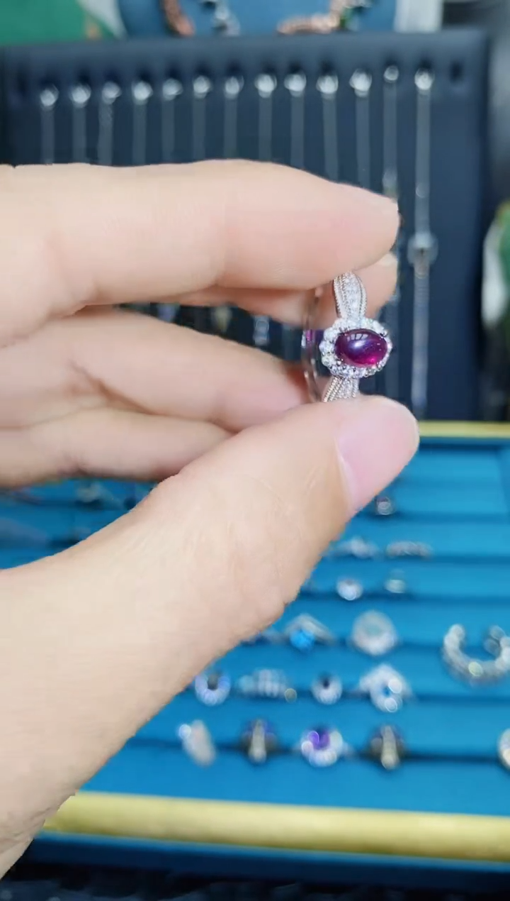 【闪购商品】石榴石（紫牙乌）戒指银S925镶嵌1121