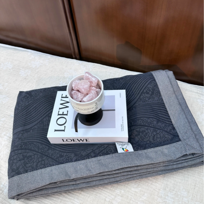 纯棉汉麻纱布盖毯--卡曼150*200吸水吸汗格子柔软复古透气舒适