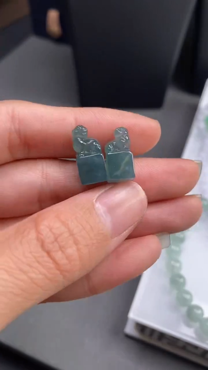 【闪购商品】定制翡翠未镶嵌危料小印章一对