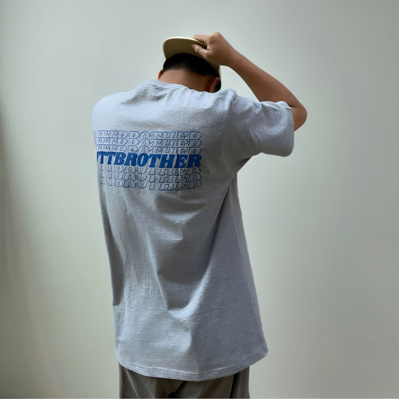 MTTBROTHER原创美潮叠加字体短袖纯棉立体印花夏季