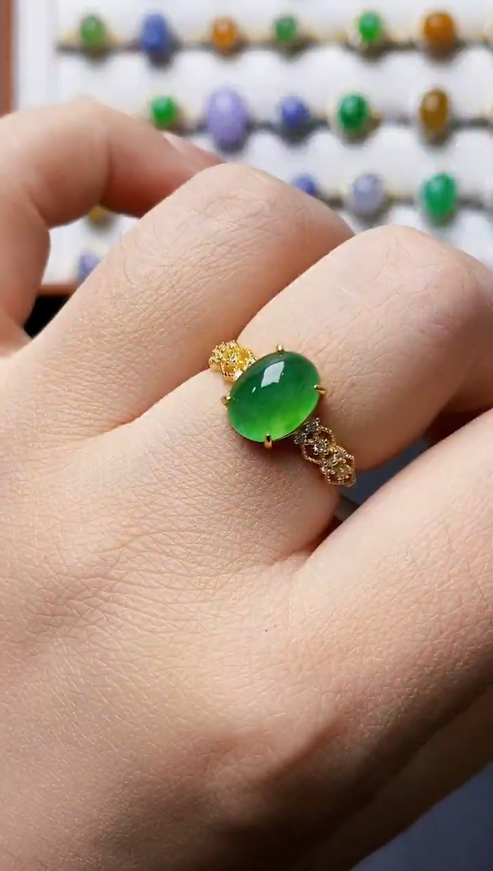 银S925镶嵌戒指翡翠0213