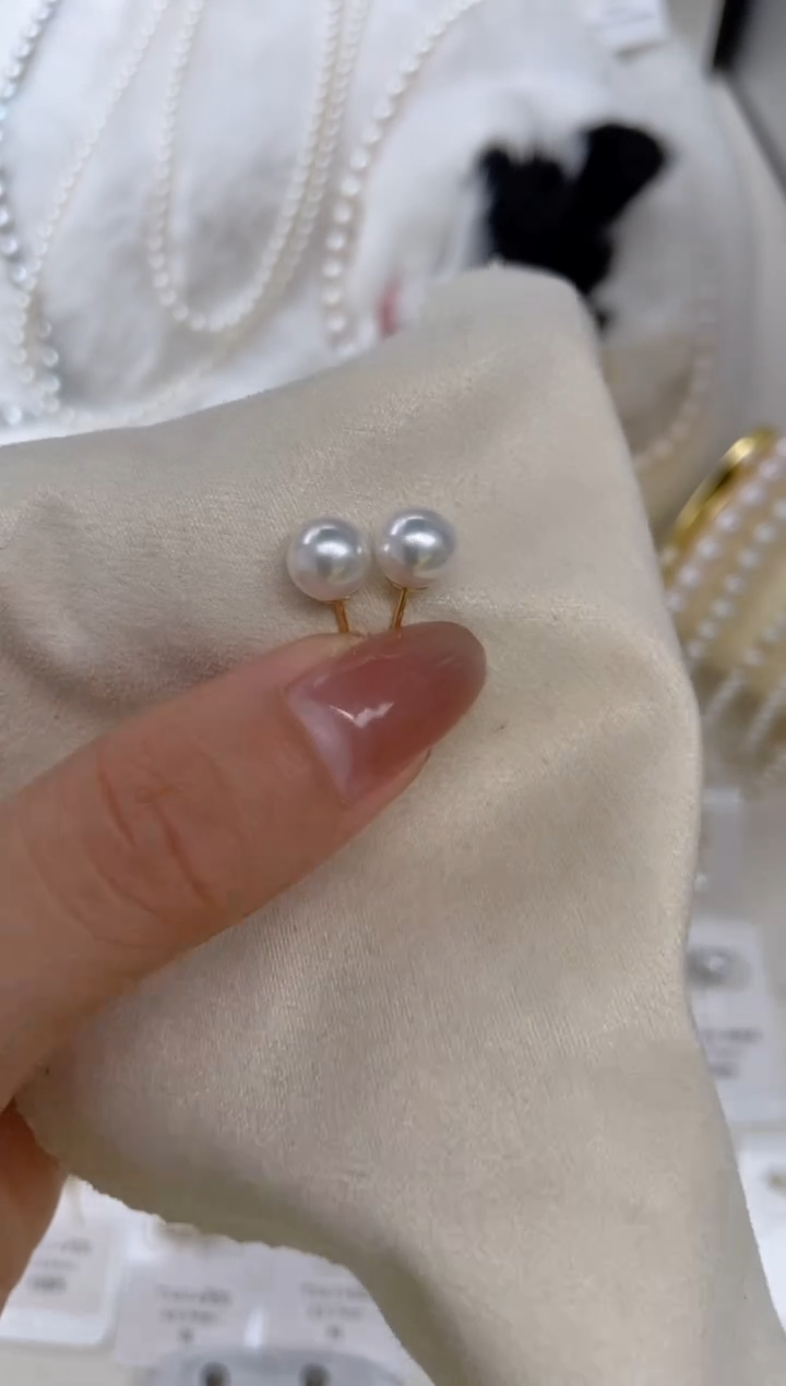 【闪购商品】海水珍珠耳钉18K金镶嵌7-7.5mm耳钉
