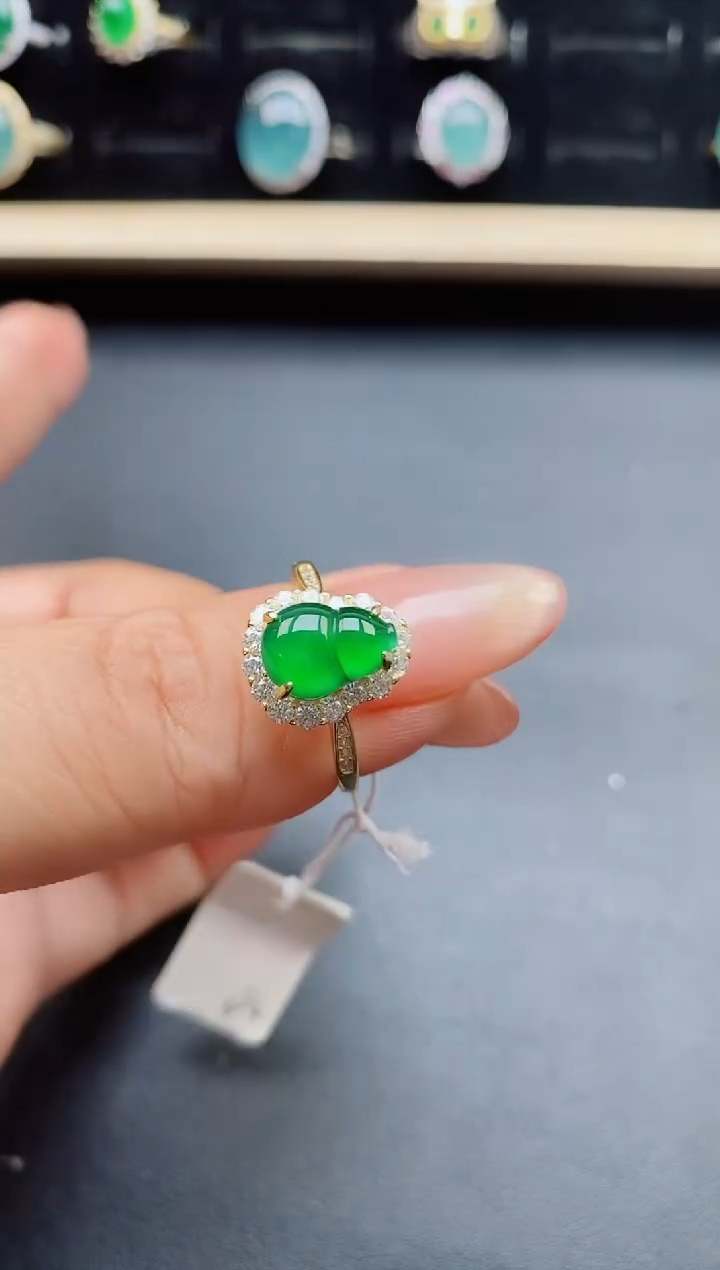 翡翠戒指银S925镶嵌21321