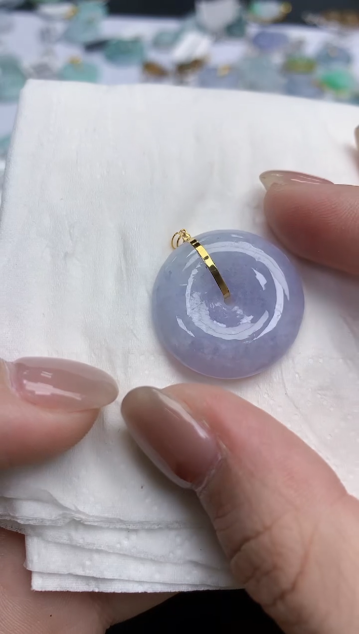 【闪购商品】翡翠颈饰18K金镶嵌天然缅甸翡翠A货