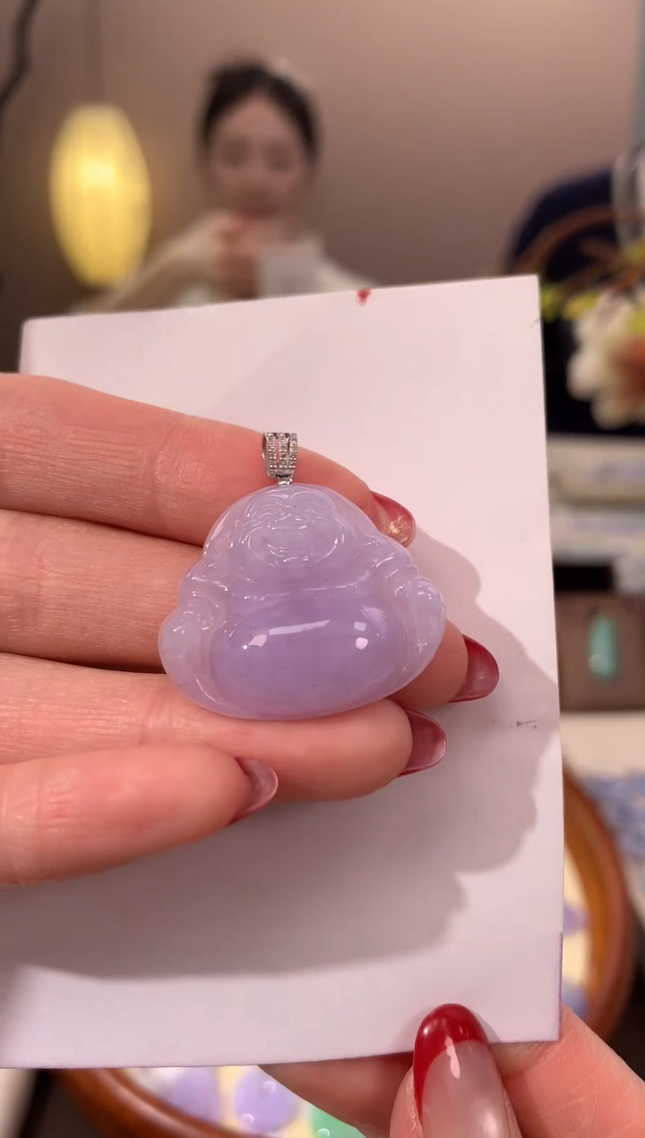 【闪购商品】翡翠颈饰18K金镶嵌天然缅甸a货翡翠