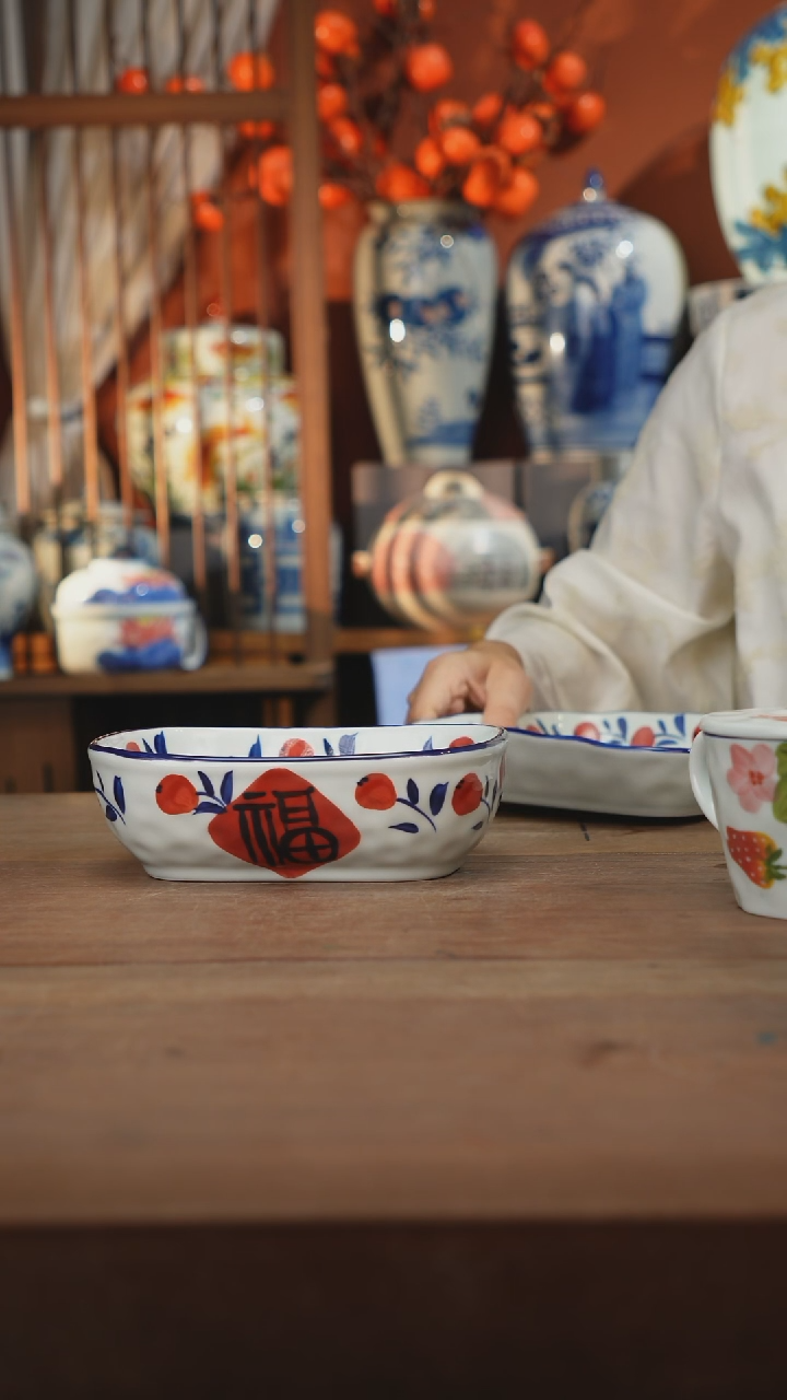 瓷片景德镇设计师釉下手绘陶瓷餐具