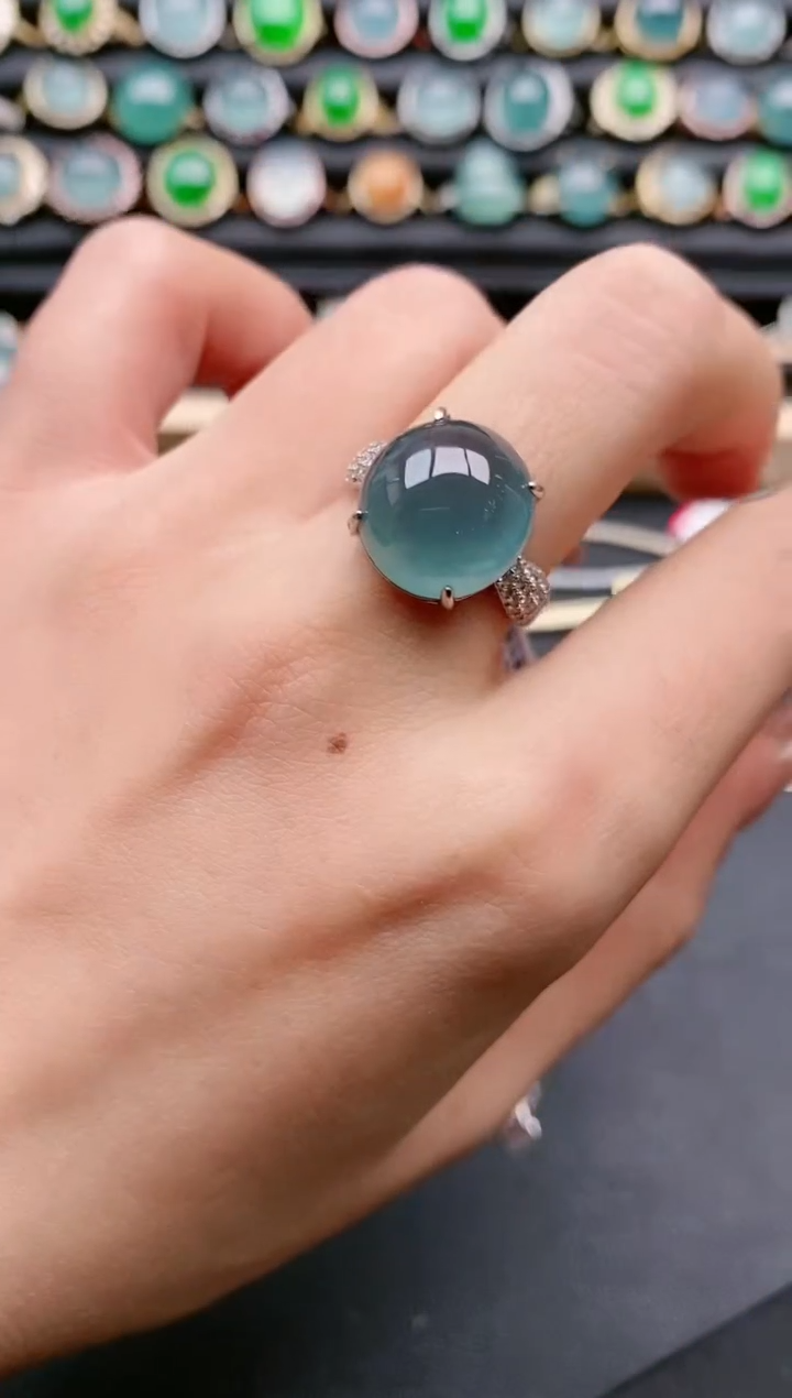 【闪购商品】翡翠戒指银S925镶嵌111111