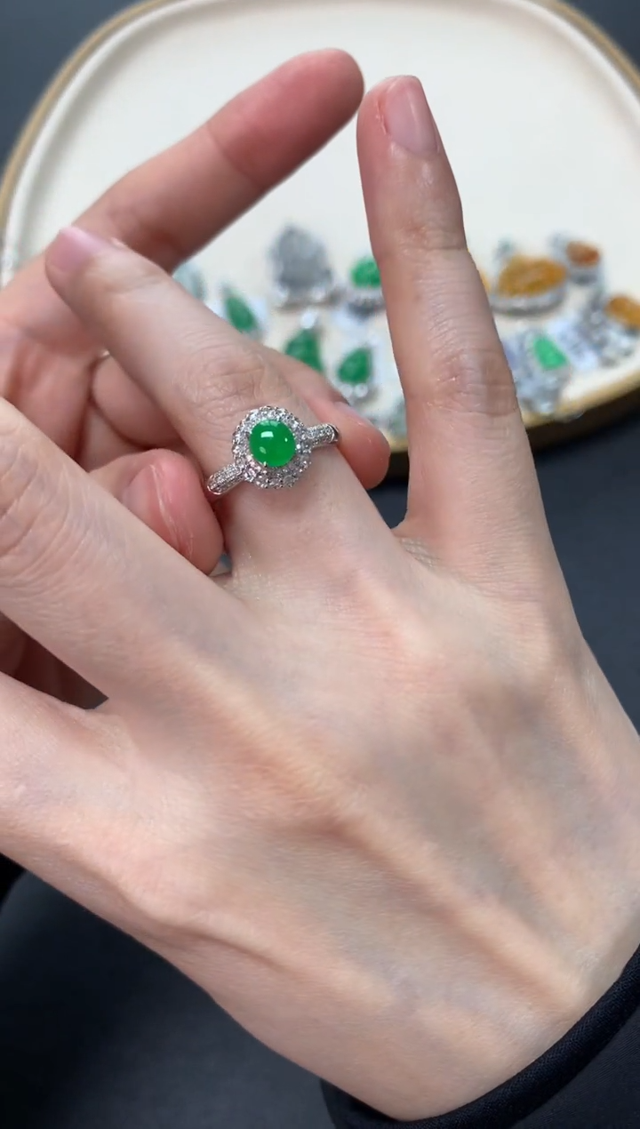 【闪购商品】翡翠戒指18K金镶嵌戒指5980