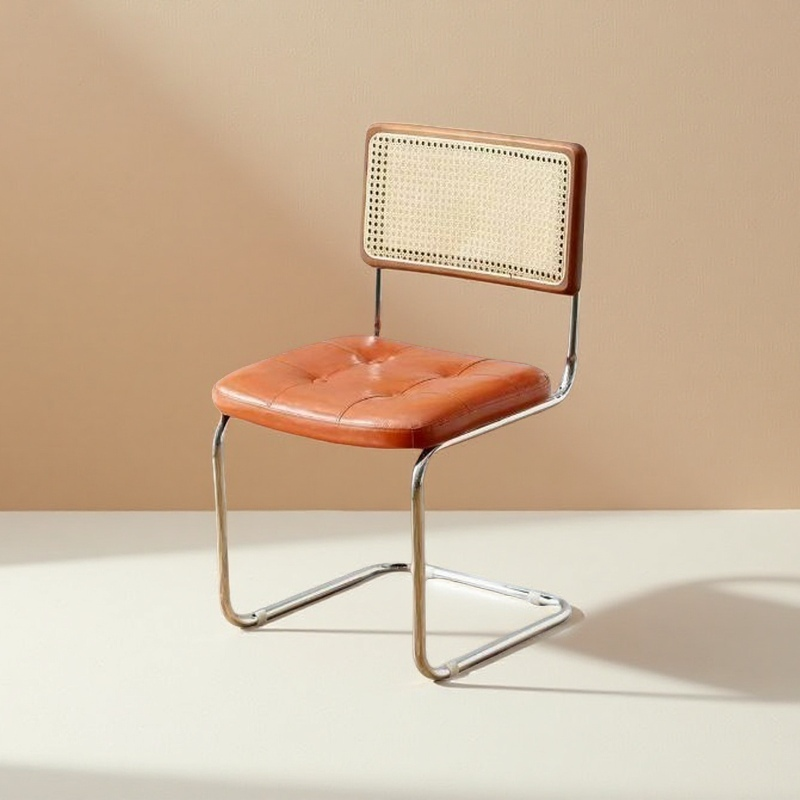 北欧餐椅家用书桌椅轻奢复古藤编椅樱桃木网红椅子实木