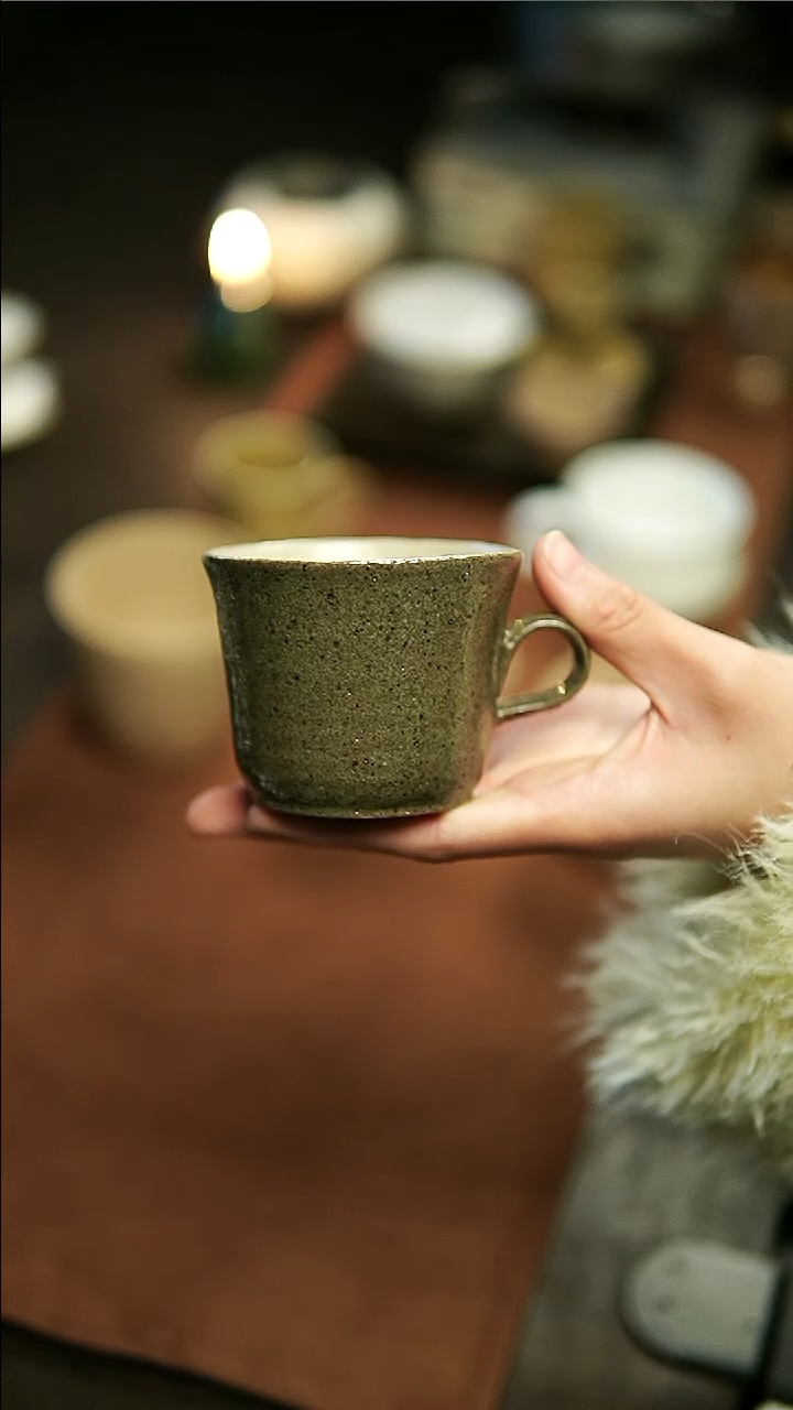 【闪购商品】云龙绿釉手工咖啡杯