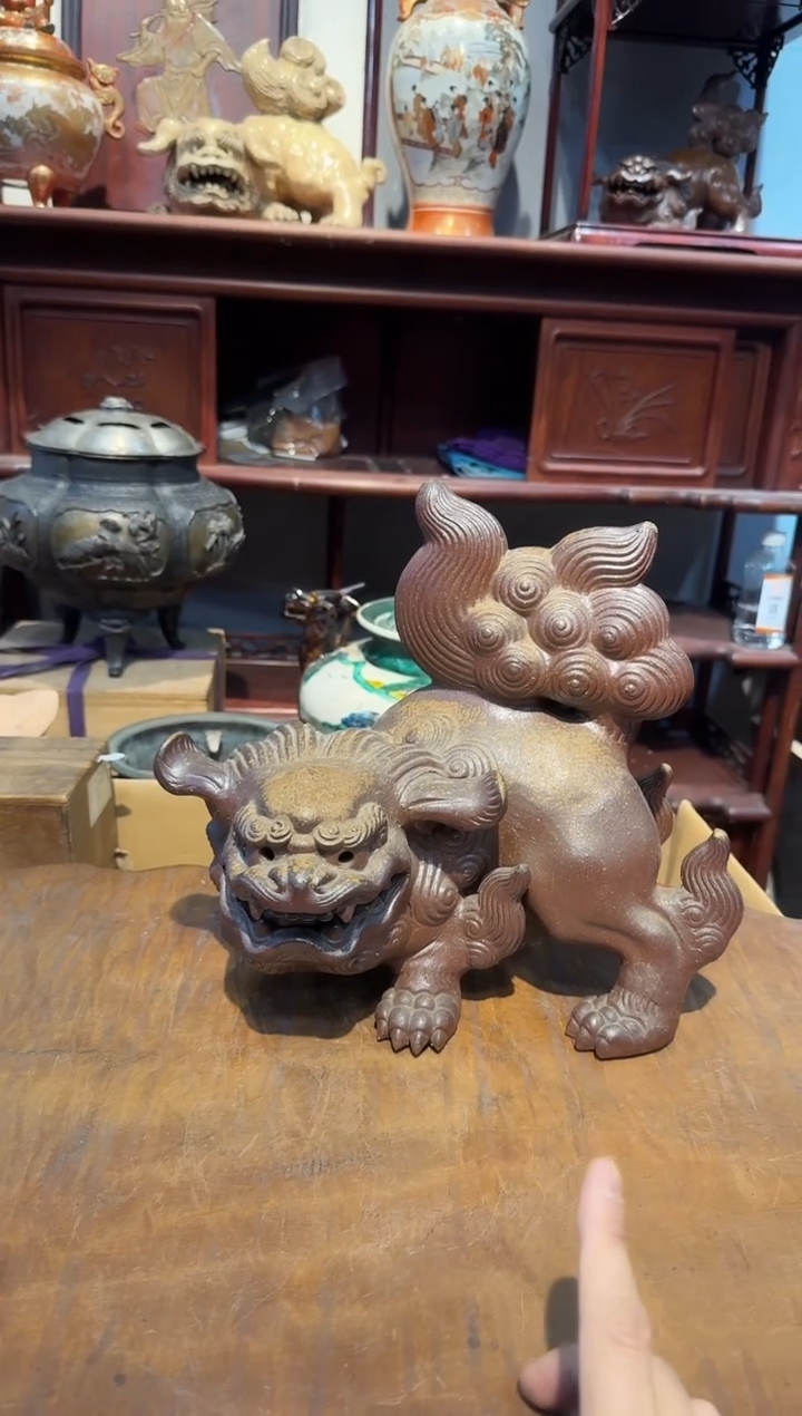 备前烧狮子置物啊