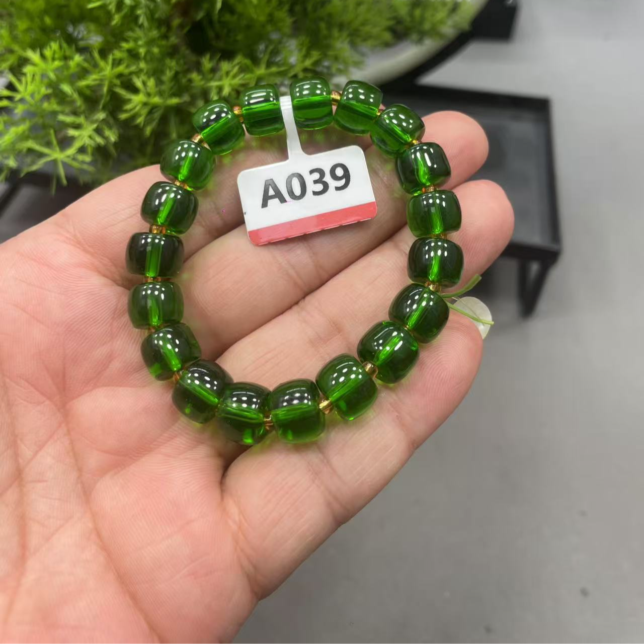 A039橄榄石桶珠单圈手串