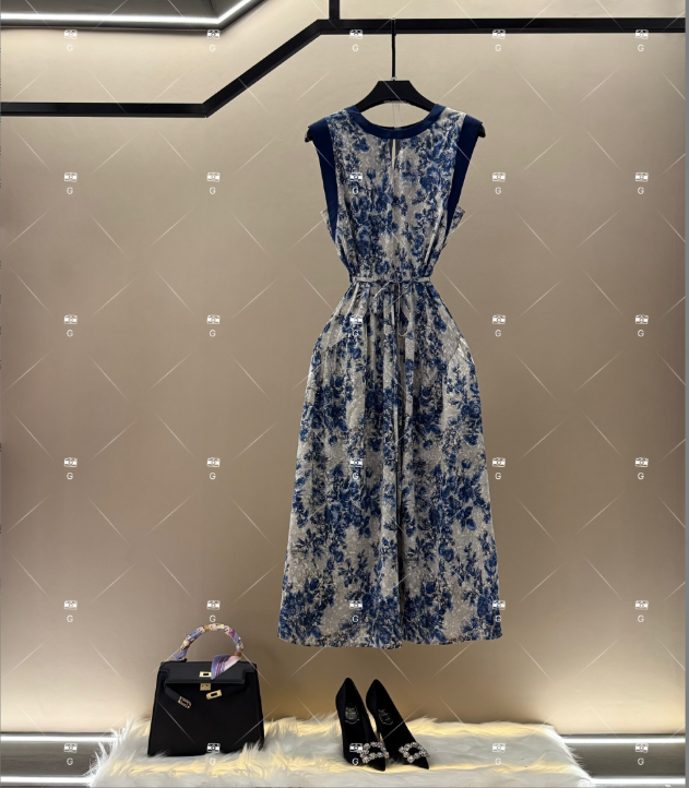 【玲】春夏设计师轻奢优雅气质白色时尚显瘦连衣裙 H-1190